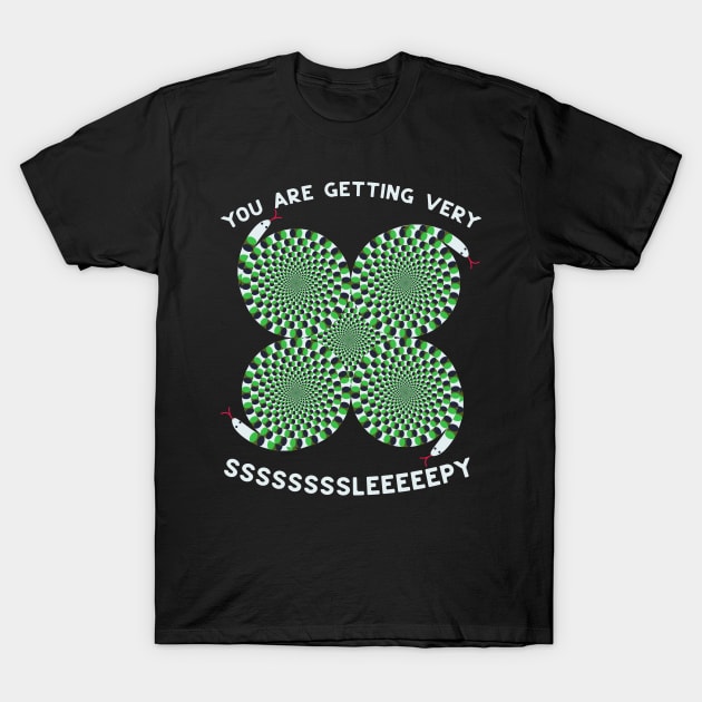 Optical Illusion Green Tree Snakes You Are Getting Very Sleepy Funny Hypnosis T-Shirt by YourGoods